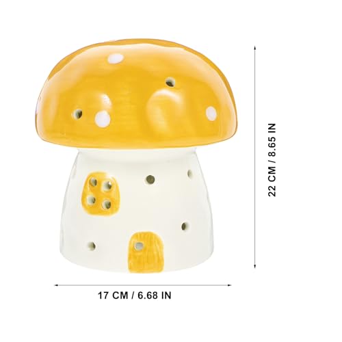 Lámpara de mesa de noche de cerámica amarilla pequeña miniatura 2