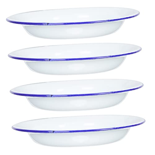 KICHOUSE Retro Enamel Plates 4-Pack for Serving