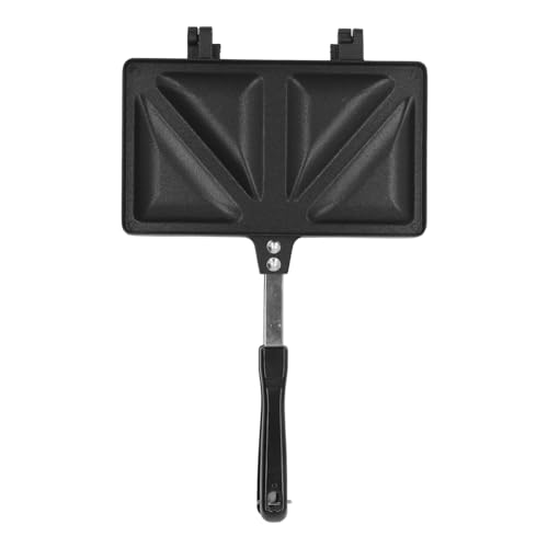Sandwichera caliente de doble cara de aleación de aluminio, multifuncional, para el hogar, camping, viajes, al aire libre, ligera, portátil (negro)