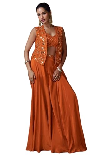 Real Premium Chinon & Georgette Silk Fabric Short jacket Emboridery Work Suit 15663