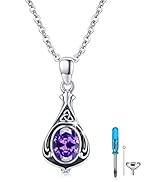 Cremation Jewelry for Ashes 925 Sterling Silver Urn Necklace Cremation Necklaces Teardrop Birthst...