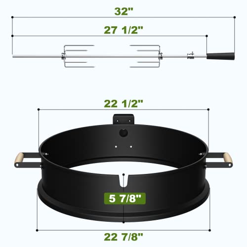 SHINESTAR Upgraded Rotisserie Kit for All Weber 22-Inch Kettle Charcoal and Other Similar Size Grills, Sturdy & Well Balanced, Part# 2290