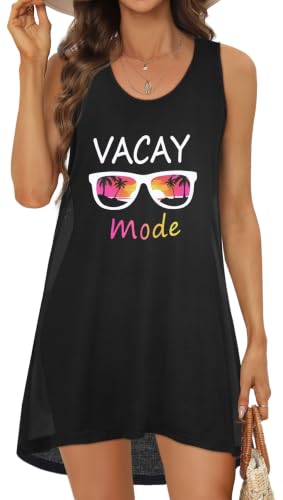 Image of elescat Womens Swimsuit Cover Up Summer Sleeveless T Shirt Beach Dress Tank Bikini Coverups 2026