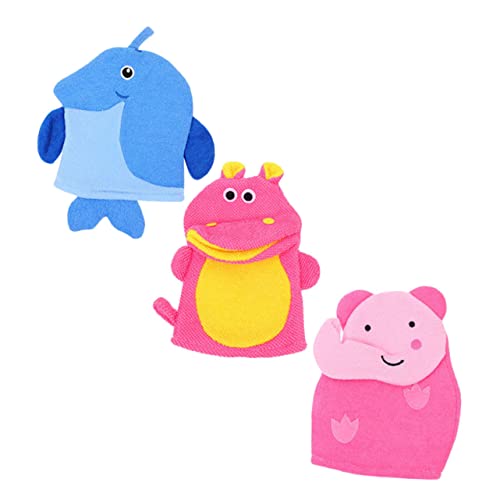 BIUDECO 3Pcs Animal Bath Towels for Soft and Comfortable Exfoliating Shower Gloves Reusable Skin Cleaning Supplies for Gentle Body Scrubbing Mixed Style