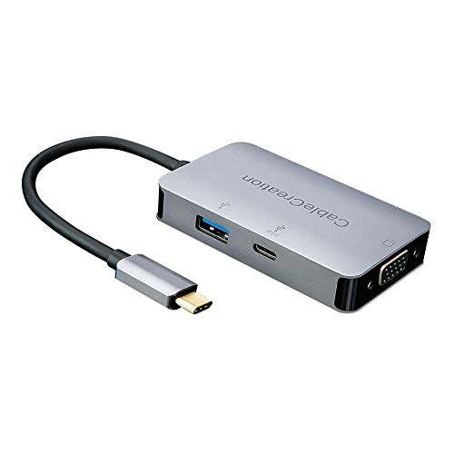Best Deal Product USB C to VGA Adapter, CableCreation Aluminum 3-in-1 USB-C Hub with 60W PD, 1920x1200@60Hz VGA, USB 3.0 Data Hub for MacBook Pro 2019/2018, XPS 15/13, Surface Book, Galaxy S10, LG G5
