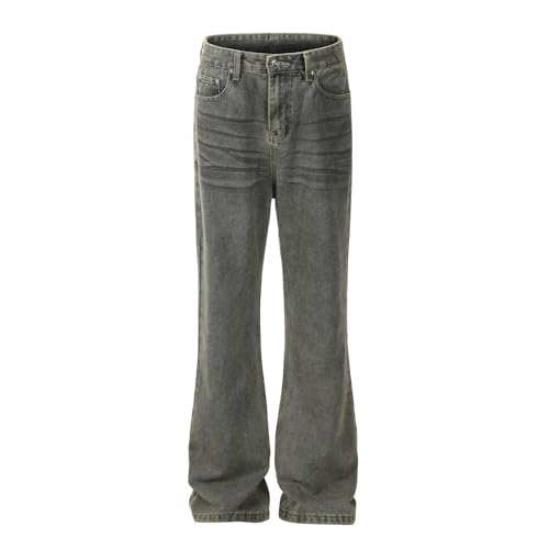Jeans Pants Trouser Denim Trendy Street Retro Loose Flared Leg Casual Commuting Straight for Men