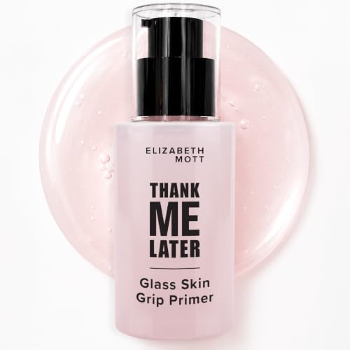 Image of Elizabeth Mott Thank Me Later Glass Skin Grip Face Primer, 30ml | K-Beauty Makeup Base Prep, Glass Skin Finish, Makeup Grip, Non-Sticky Serum Formula, Vegan, Cruelty-Free