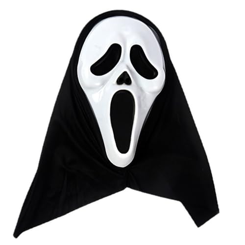 FiveMileBro Máscara de grito de Halloween, máscara fantasma, máscara scream para menino adulto, máscara de látex de filme de terror, máscara de festa para acessórios de cosplay, carnaval, halloween