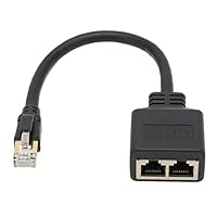 Dpofirs RJ45 Netzwerk 1 Bis 2 Port Ethernet Adapter Splitter, RJ45 Splitter Netzwerkadapter 1 Buchse auf 2 Port Buchse für Alle Netzwerke, Haushalte, Büros und Alle Breitbandverbindungen