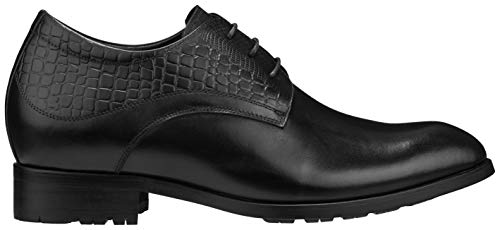 CALTO Mens Elevator Shoes 3 Inches Taller - Height Increasing Black Dress Oxfords - A329011 - Discreet Heels Insole Built-in - A329011 - Size 9 D US2