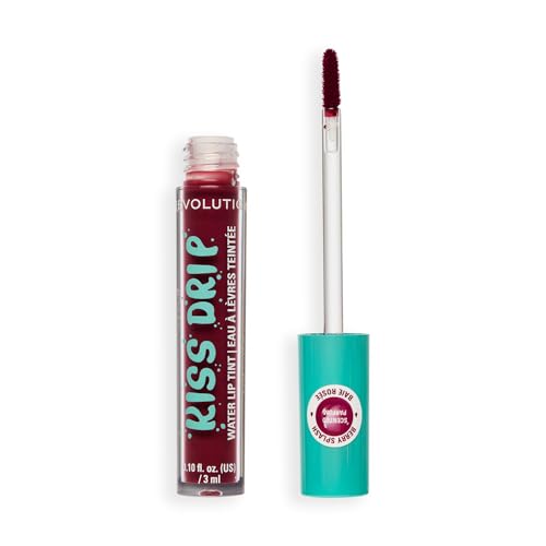 Image of Makeup Revolution Kiss Drip Water Lip Tint 3ml - Berry Splash | Sheer Buildable Glossy Lip Tint | Hydrating Formula with Shea Butter, Vitamin E & Hyaluronic Acid | Lightweight Dewy Finish
