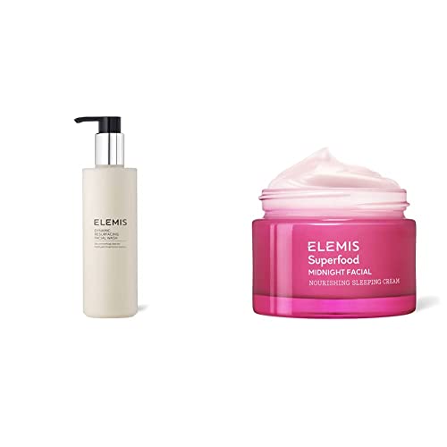 ELEMIS Dynamic Resurfacing Facial Wash, Face Cleanser to Purify, Renew and Revitalise & Superfood Midnight Facial, Prebiotic Over Night Cream to Nourish, Replenish and Revive