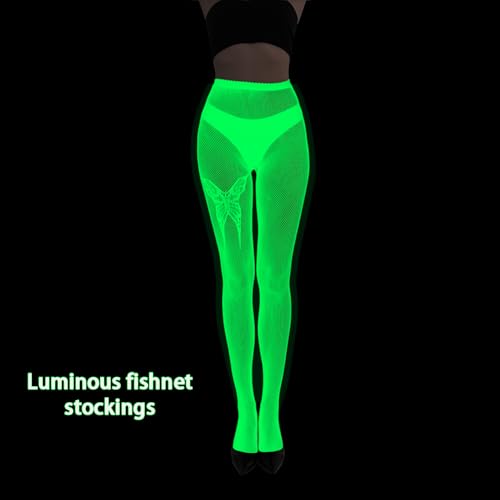 Image of Glow in the Dark Fishnet Stockings, High Waist Sexy Tights Party Stockings for Womens Girls