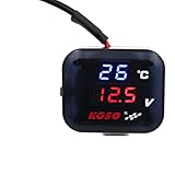 汎用 USB充電器 KOSOオートバイ温度計 電圧計 DC 12V 3in1多功能メータ 温度指示器 電圧デジタル表示 電圧温度計メーターDC 8.0～30.0 V 0~99℃ 電圧アラーム機能 温度警告機能 小型電圧温度 自動車 オートバイデジタル温度計装置 For Vespa TMAX XMAX バイク オートバイアクセサリー USB充電ポート付き