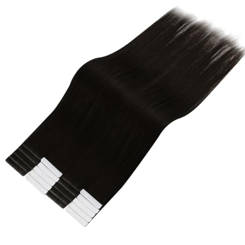 Image of LaaVoo Injected Invisible Tape in Hair Extensions Human Hair Dark Brown Tape in Human Hair Extensions Seamless Tape on Natural Hair Extensions 16 Inch 40g 20Pcs