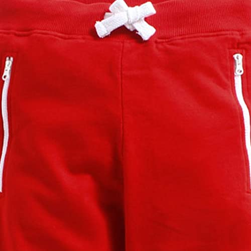 Image of Hopscotch Boys Regular Fit Cotton Solid Stripes Jogger in Red Color