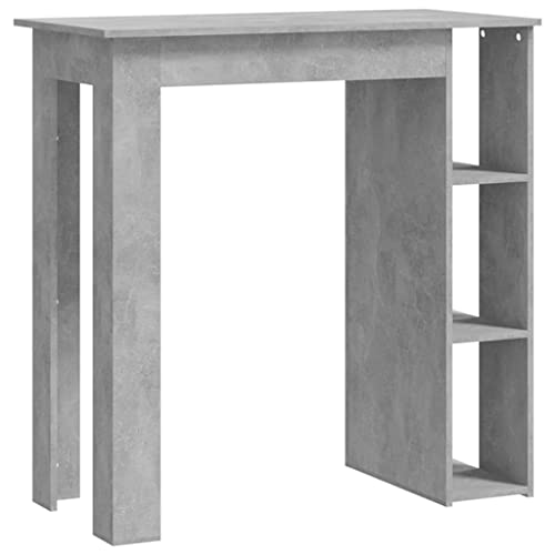 vidaXL Bartisch mit Regal Bartresen Stehtisch Tresentisch Bistrotisch Küchentisch Loungetisch Tisch Betongrau 102x50x103,5cm Holzwerkstoff