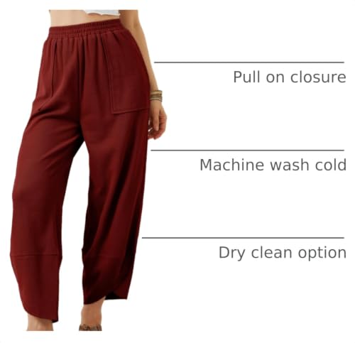 Image of Himosyber Women Cotton Pants Wide Leg Pants Casual Loose Baggy Elastic Waist Beach Palazzo Harem Pants