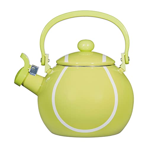 Whistling Tea Kettle for Stove Top Enamel on Steel Teakettle, Supreme Housewares Tennis Design Teapot Water Kettle Cute Kitchen Accessories Teteras (1.6 Quart, Tennis)