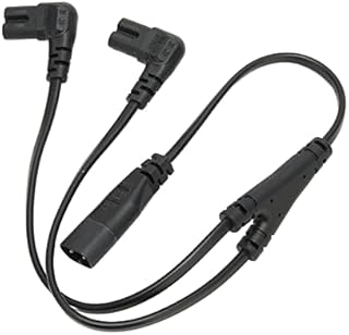 Bewinner IEC 320 C8 to Dual C7 Y Split Power Cord, 1500W IEC Figure 8 Male to 2 Female 1 in 2 Out AC Power Splitter Cable for LCD Monitor Desk Lamp