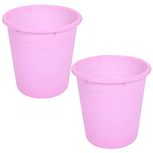 Image of Kuber Industries Plastic Dustbin|Portable Garbage Basket & Round Trash Can for Home,Kitchen,Office,College,7 Ltr,Pack of 2 (Pink)