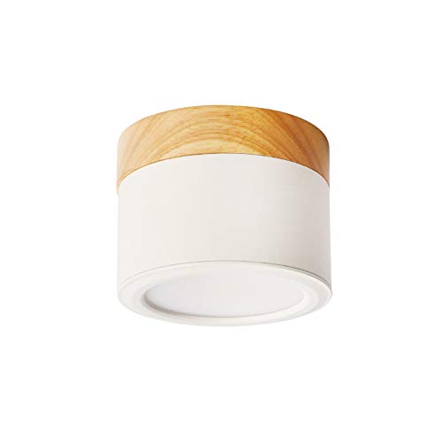 XFXDBT Downlichter Klein Deckenleuchte Led 5w Holz Deckenlampe Halb Bündige Montage Schlafzimmer Hotel Bar Café Küche-warmes Licht 9x7cm Cover