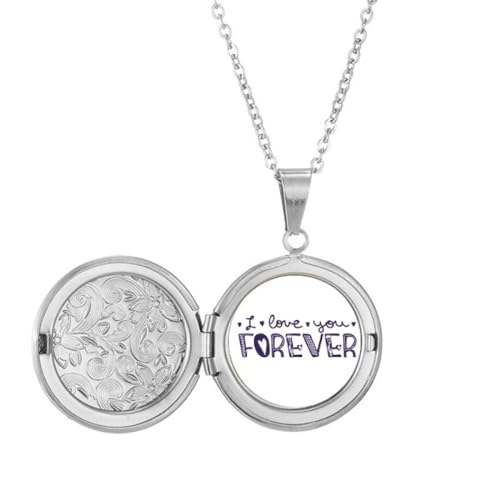 Collier avec médaillon gravé Love You Forever et pendentif cœur