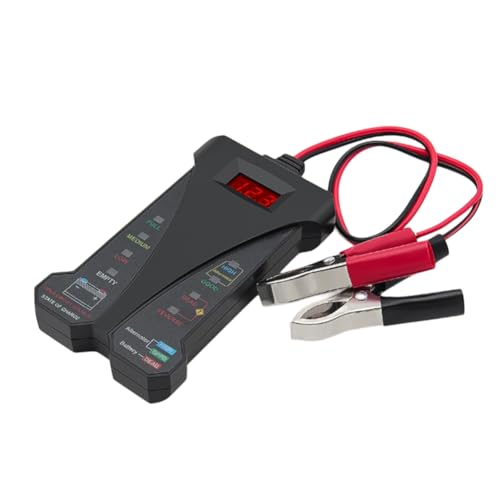 Luobannm Probador de Batería con Pantalla LED Digital para Automóvil, Analizador de de Carga de Batería de 12 V con Clips para Automóvil y Motocicleta