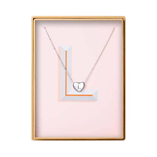 Dainty Heart Initial Necklace S925 Sterling Silver Letters L Alphabet Pendant Necklace Valentine's Day gift for Her