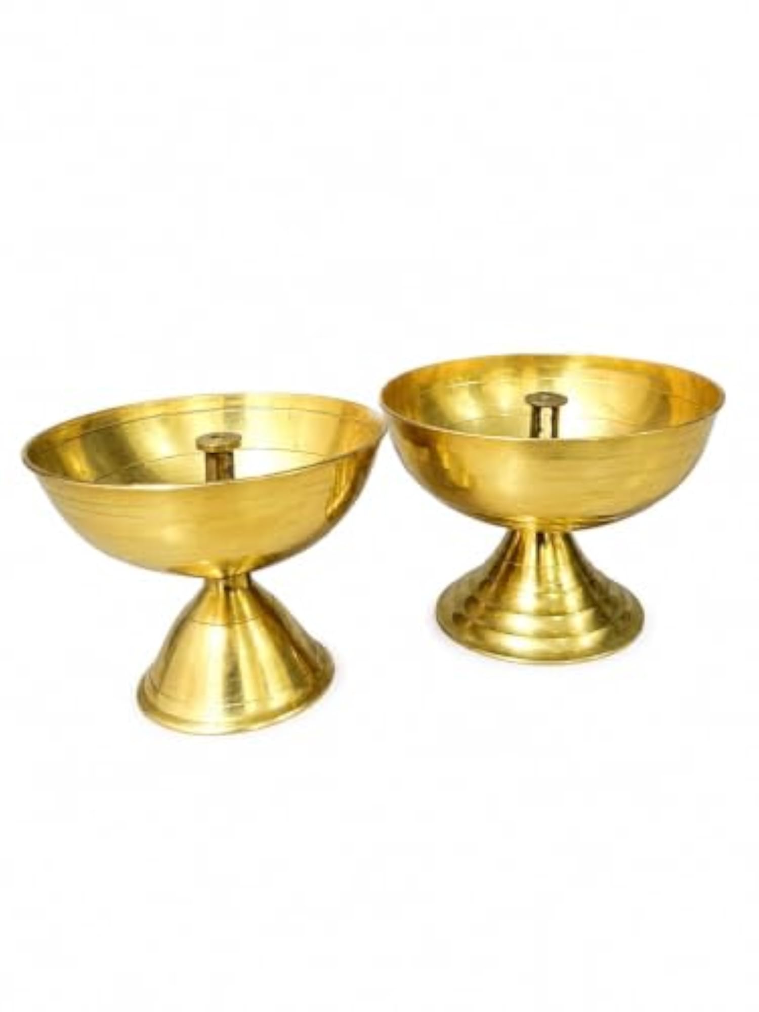 Brass Pedestal Diya Set of 2 for Puja and Festivals