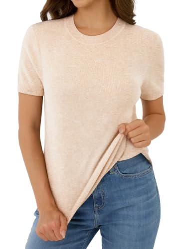 GKBK Women's Short Sleeve Sweaters Wool Blend Knit Summer Tops Soft Business Casual Outfits for Women 2026 Fashion Trendy - image 4