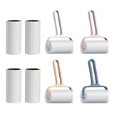 Veemoon Fusselrolle Tierhaarentferner mit 8 Austauschbaren Ersatzkernen Kleberoller für Kleidung Sofa Teppich Halbdurchsichtige Hülle Sanft und Rückstandsfrei Zufällige Zufällige Farbe