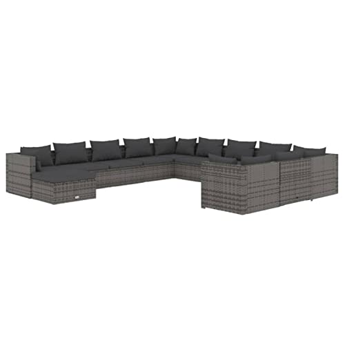 Bounv 12-TLG Garten Lounge Set Poly Rattan mit Kissen Ecksofa Loungemöbel Gartenmöbel Terrassemöbel Gartengarnitur…