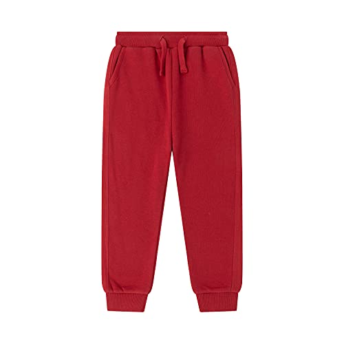 Amomí Pantalón de Chándal Niño Pantalón de Deporte Niño Pantalón Largo Perchado Niño 4-14 Años (8 Años, Rojo)