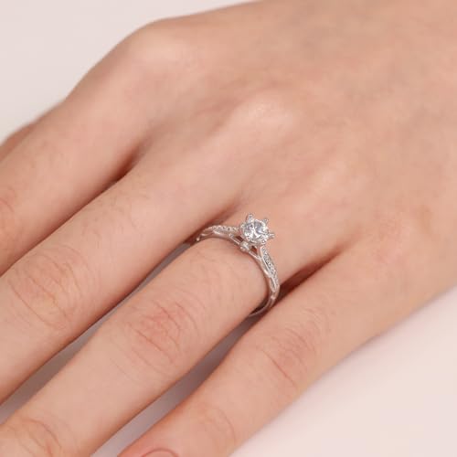 Meissa Alianza Anillos de Pareja Ajustables Plata de Ley 925 Anillo de Compromiso para Él y Ella Mujer con Circonita 0,44ct Regalo San Valentín Cumpleaños Navidad (Juego de dos anillos) - imagen 6