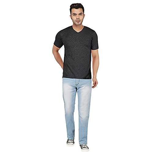 TAR'N'KASHSky Blue Mide Rise Stretchable Regular Relaxed Straight Fit Denim Jeans for Men