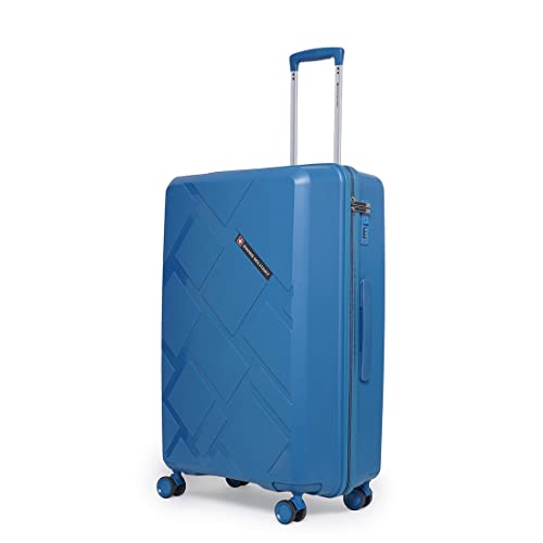 Image of SWISS MILITARY Star Luggage Bag, Textured Hard-Sided Trolley Bag, Cabin Luggage, Overnighter Trolley Bags|Durable ABS Body, Ergonomic 360 Rotatable Wheels, TSA Lock, 24 inches, Navy Blue, 1