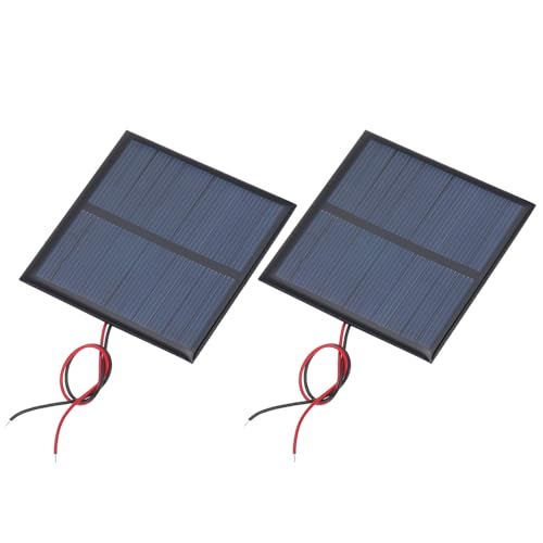 MECCANIXITY 2 Pcs 5.5V 0.55W 100mA Mini Solar Panels, Small Polycrystalline Solar Cell Panel with 2 Cable for DIY Electric Toy Materials Kits Charger, 70mm x 70mm