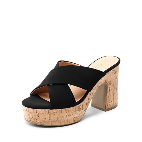 DREAM PAIRS Women's Platform Heels Open Toe Slip on Heels for Women High Chunky Block Wedges Sandals Dressy Pumps Shoes