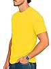 LUXY LINE Men’s Plain T-Shirt Crew Neck & Short Sleeve Cotton Top for Adults Soft and Durable Gym Tees for Men (S-2XL) Yellow #2