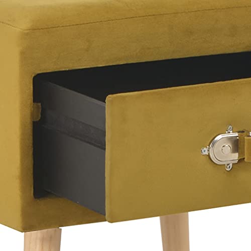 Table de chevet moutarde en velours 40x35x40 cm