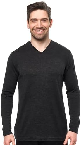 Merino.tech 100% Merino Shirt Herren Langarm 3 Kragenformen Outdoor Alltag | Henley Shirt mit Knopfleiste, Rundhals, V-Ausschnitt kratzfrei, für Casual und Büro, Geruchshemmend, Fe