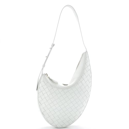 Bottega Veneta, Pre-Loved Drop Shoulder Bag Intrecciato Nappa Small, White
