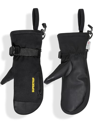 Supertrip Ski Mittens Women Men Waterproof Ski Gloves Touch-Screen Anti-Slip Snow Mittens 3M Thinsulate Warm Insulated in Cold Weather Winter