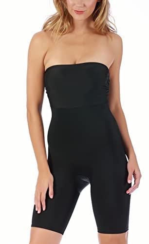 Photo 1 of InstantFigure Women's Compression Shapewear | Tummy Control Slimming Strapless Bandeau Bodyshorts w/Open Gusset WBS011 Black X-Large