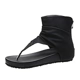 BingThL Quaste Sandalen Mittelalter Europa Retro Bohemian Gladiator Römersandalen Fransen Sommer Zehentrenner Frauen Hausschuhe Flip Flops Stiefeletten Strandschuhe rutschfeste Slipper Tangasandalen