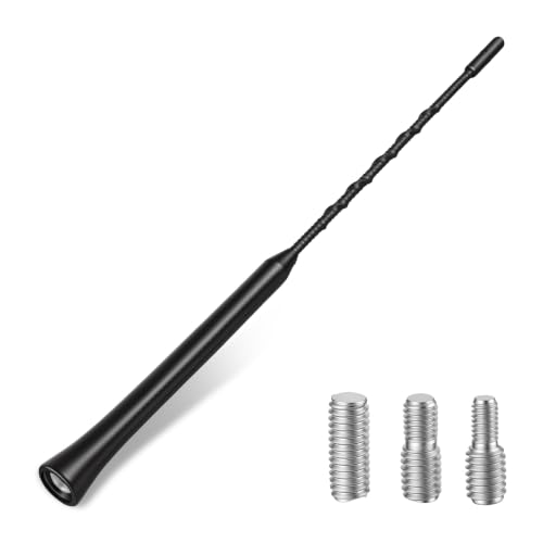 Antena de Coche Universal 28 cm para autoradio y Techo, Antena de Recambio con recepción Dab FM, Incluye 3 adaptadores, Resistente al Agua y a la oxidación, diseño Elegante