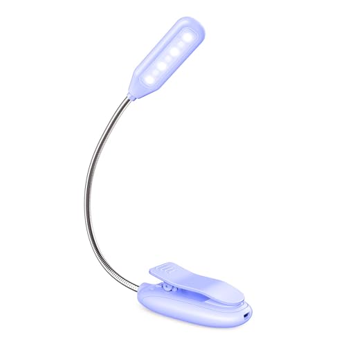 Image of Rechargeable Book Light for Reading in Bed, 80H Reading, 3 Brightness Levels & 3 Color Temperatures, Lightweight Flexible Clip on Reading Lights for Books in Bed