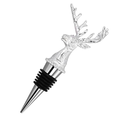 HOLIDYOYO tapones con diseño de cabeza de ciervo escanciador de vino bomba bottle opener wall mounted vertedores aireador bouchon corchos de vino tapón botella vino tapón de botella Silver