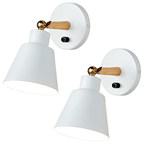 Clankin White Wall Sconces Lighting Fixture Set Of 2, Angle Adjustable Wall Mounted Bedside Lamp With On-Off Switch For Industrial Bedroom Bathroom Hallway Living Room (2Pack-White) #TOP7